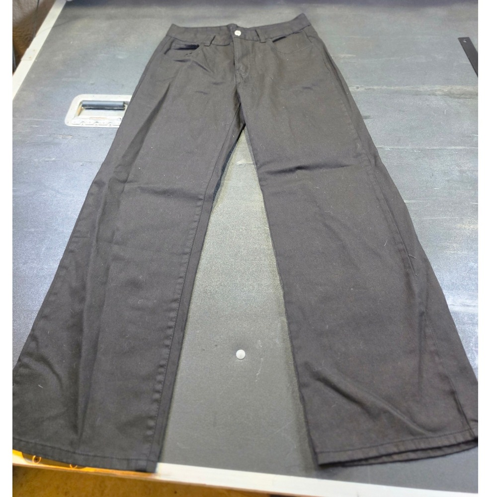 Black Wide Leg Denim Jeans 100% Cotton Twill Pants 28x28 Streetwear Style